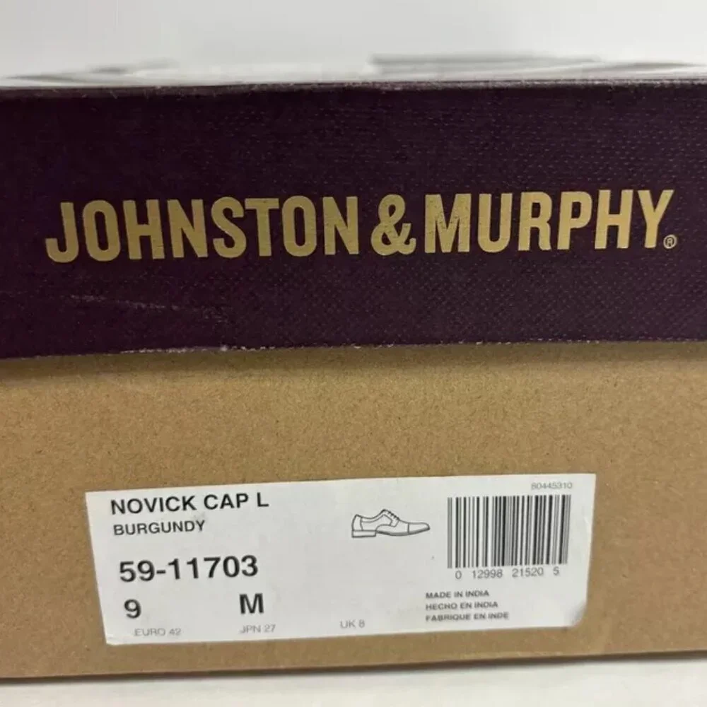 Johnston & Murphy Men’s Novick Burgundy Cap Toe Oxford, Size 9 M